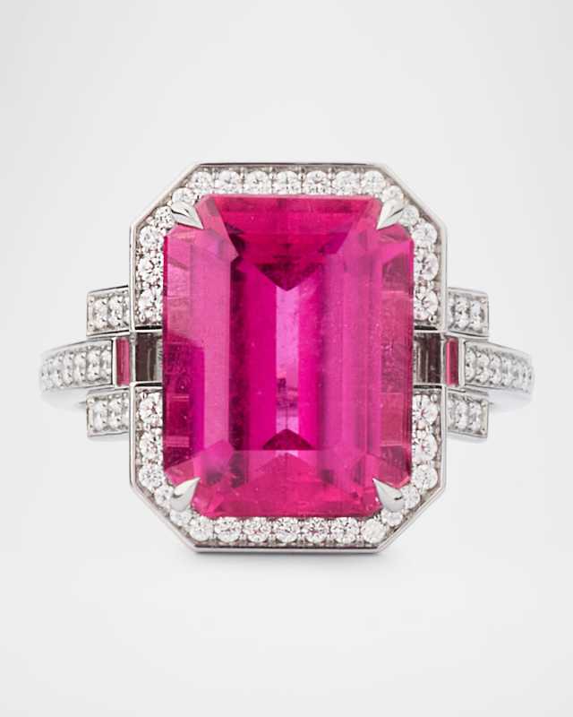 Platinum Pink Tourmaline and Diamond Statement Ring